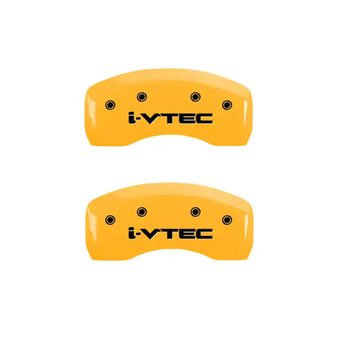MGP 4 Caliper Covers Engraved Front & Rear i-Vtec Yellow finish black ch