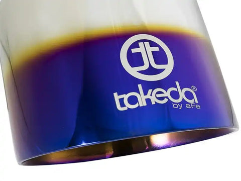 aFe 49T25454-L07 Takeda 304 Stainless Steel Clamp-On Exhaust Tip 2.5in. Inlet / 4.5in. Outlet - Blue Flame