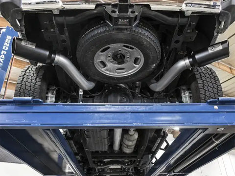 aFe 49-44080-B LARGE Bore HD 4in Dual DPF-Back SS Exhaust w/Black Tip 16-17 GM Diesel Truck V8-6.6L (td) LML