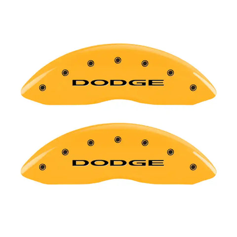 MGP 4 Caliper Covers Engraved Front & Rear Dodge Yellow Finish Black Char 2008 Dodge Durango