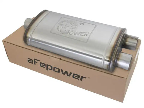 aFe 49M00015 MACHForce XP SS Muffler 3in Center Inlet / Offset Outlet 22in L x 11in W 6in H Body