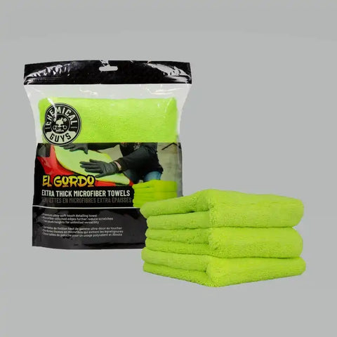 Chemical Guys El Gordo Thick Microfiber Towel - 16.5in x 16.5in - Green - 3 Pack - Case of 16
