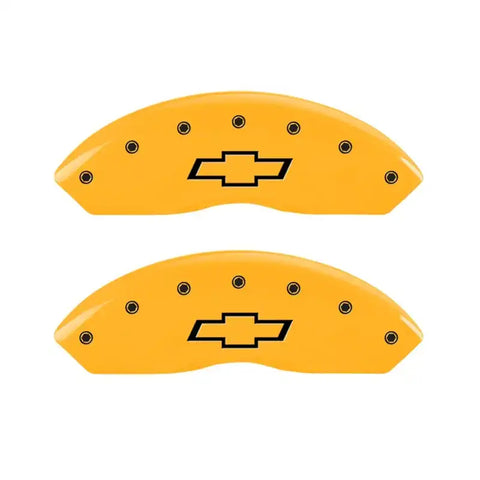 MGP 2 Caliper Covers Engraved Front Bowtie Yellow Finish Black Char 1999 Chevrolet Tahoe