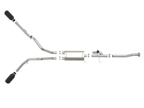 aFe 49-33123-B Gemini XV 3in 304 SS Cat-Back Exhaust 15-20 Ford F-150 V6 2.7L/3.5 w/ Black Tips