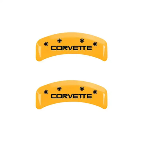 MGP 4 Caliper Covers Engraved F & R C4/Corvette Yellow Finish Black Char 1988 Chevrolet Corvette
