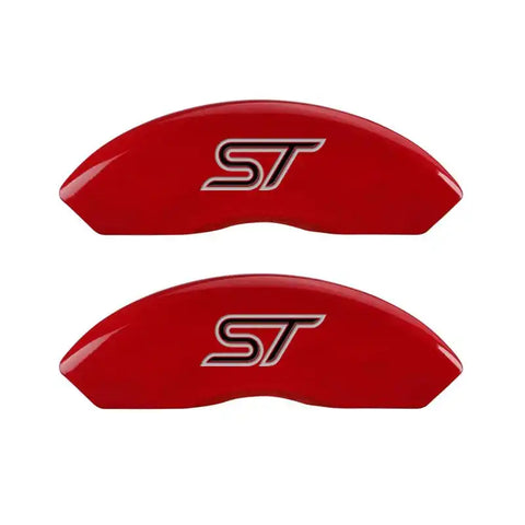 MGP 4 Caliper Covers Engraved Front & Rear No Bolts/St Red Finish Silver Char 2018 Ford Fusion