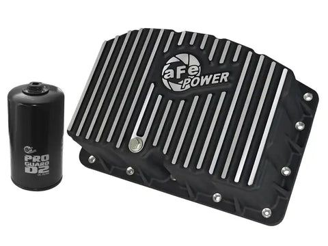 aFe 46-70322 Pro Series Engine Oil Pan Black w/Machined Fins 11-16 Ford Powerstroke V8-6.7L (td)