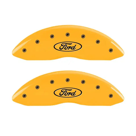 MGP Front set 2 Caliper Covers Engraved Front Oval logo/Ford Yellow finish black ch