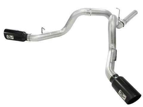 aFe 49-44043-B MachForce XP Exhaust 4inch DP-Back All SS 2011-14 GM Diesel Trucks V8-6.6L LML Black Tips