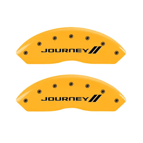 MGP 4 Caliper Covers Engraved Front & Rear With stripes/Journey Yellow finish black ch