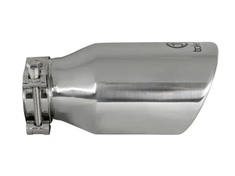 aFe 49T25404-P08 Takeda 304 Stainless Steel Clamp-On Exhaust Tip 2.5in. Inlet / 4in. Outlet 8in. L - Polished