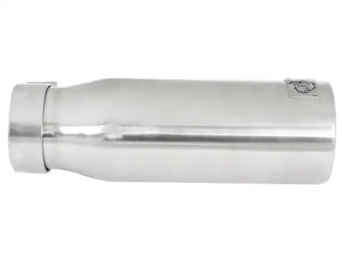 aFe 49-92043-P MACH Force-XP 304 SS Sing Wall Pol Exh Tip Univ Exit 3in Inlet x 4in Outlet 12in L - Clamp On