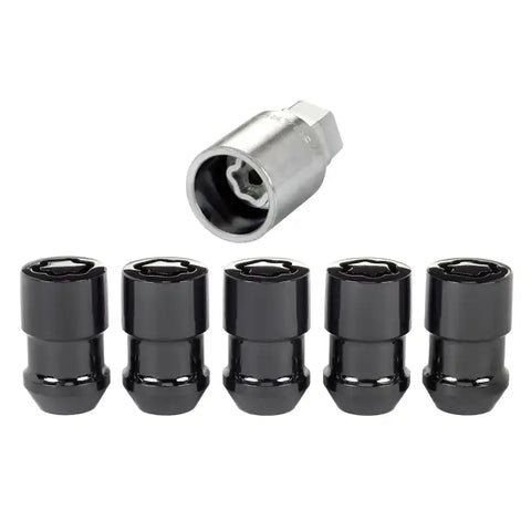 McGard Wheel Lock Nut Set - 5pk. (Cone Seat) 1/2-20 / 3/4 &13/16 Dual Hex 1.46in. Length Black