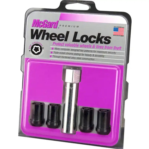 McGard Wheel Lock Nut Set - 4pk. (Tuner / Cone Seat) M12X1.25 13/16 Hex 1.24in. Length Black