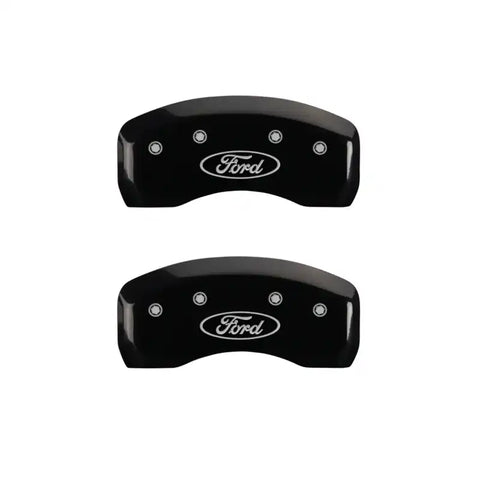 MGP 4 Caliper Covers Engraved Front & Rear Oval logo/Ford Black finish silver ch