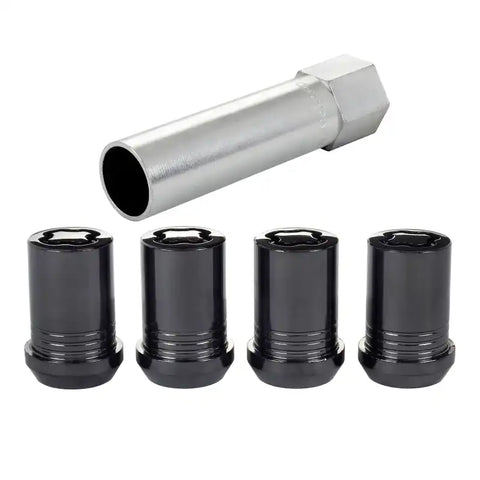 McGard Wheel Lock Nut Set - 4pk. (Tuner / Cone Seat) M12X1.5 13/16 Hex 1.24in. Length Black
