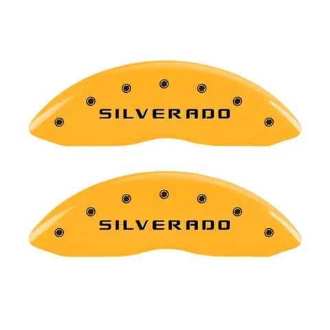 MGP 2 Caliper Covers Eng Front Silverado Yellow Finish Blk Char 05 Chevy Silverado 1500