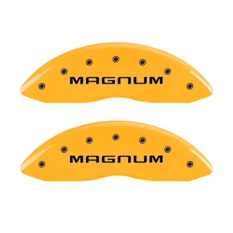 MGP 4 Caliper Covers Engraved Front & Rear Magnum Yellow Finish Black Char 2006 Dodge Charger