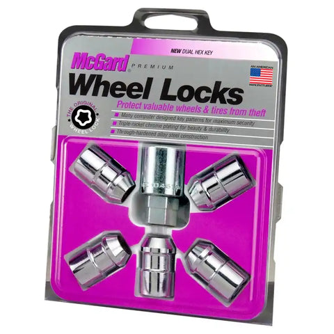 McGard Wheel Lock Nut Set - 5pk. (Cone Seat) 1/2-20 / 3/4 &13/16 Dual Hex 1.46in. Length Chrome