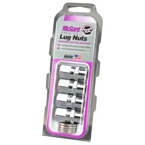 McGard Hex Lug Nut (Drag Racing Short Shank) 1/2-20 / 13/16 1.6in. Length (4-Pack) - Chrome