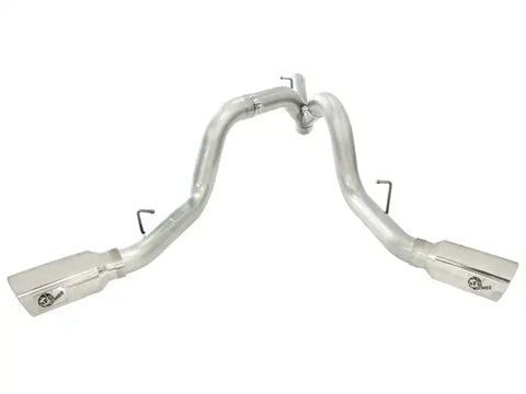 aFe 49-04043-P MACHForce XP Exhaust Aluminized Dual Split DPF Back 11-15 GM Diesel Truck V8-6.6L (td) (pol tip)