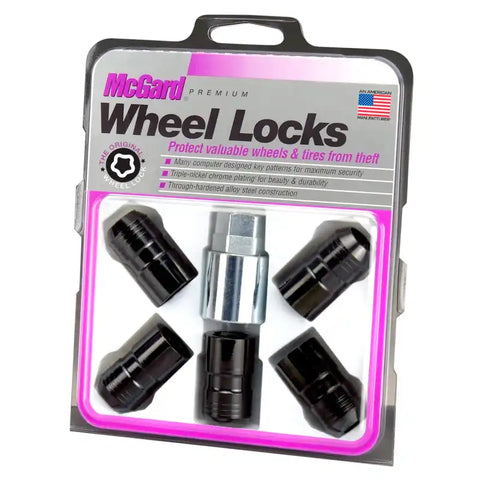 McGard Wheel Lock Nut Set - 5pk. (Cone Seat) M14X1.5 / 22mm Hex 1.639in OAL Black