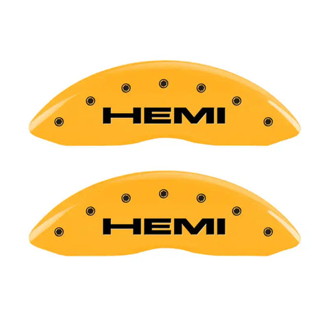 MGP 4 Caliper Covers Engraved Front & Rear Hemi Yellow Finish Black Char 2006 Jeep Commander