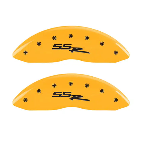MGP 4 Caliper Covers Engraved Front & Rear Ssr Yellow Finish Black Char 2008 Chevrolet Trailblazer