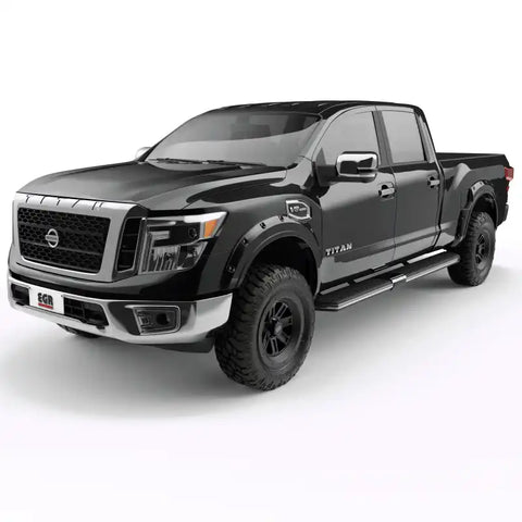 EGR 16+ Nissan Titan XD Bolt-On Look Color Match Fender Flares - Set Black Metallic