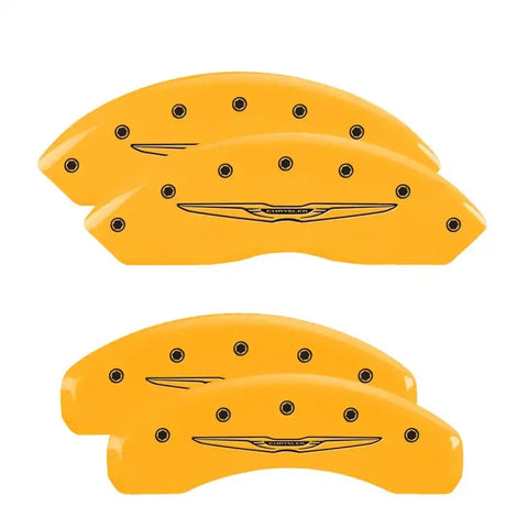 MGP 4 Caliper Covers Engraved Front & Rear Mopar Yellow Finish Black Char 2005 Chrysler Crossfire