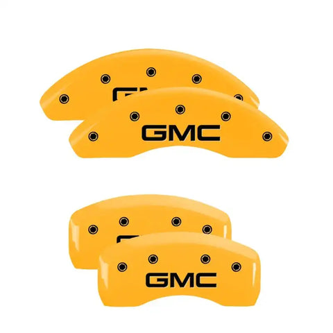 MGP 4 Caliper Covers Engraved Front & Rear Style 2/Chrysler Wing Yellow finish black ch