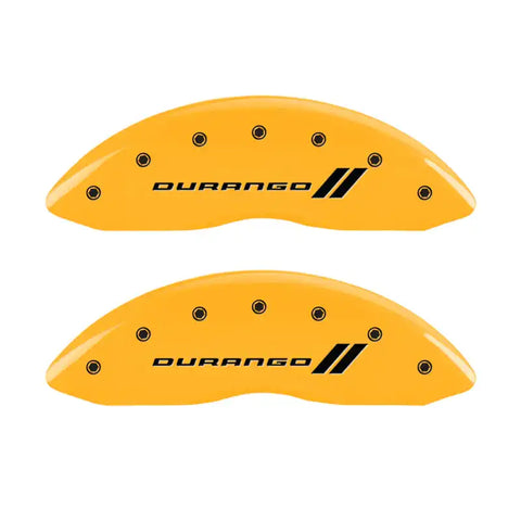 MGP 4 Caliper Covers Engraved F & R w/ Stripes/Durango Yellow Finish Black Char 2007 Dodge Durango