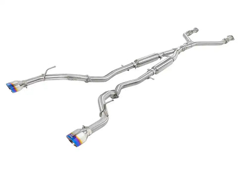 aFe 49-36132NM-L Takeda 2.5in 304 SS Cat-Back Exhaust System w/ Blue Flame Tips 16-18 Infiniti Q50 V6-3.0L (tt)