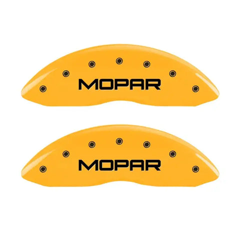 MGP Front set 2 Caliper Covers Engraved Front MOPAR Yellow finish black ch