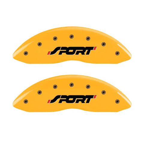 MGP 4 Caliper Covers Engraved Front & Rear SPORT Yellow finish black ch