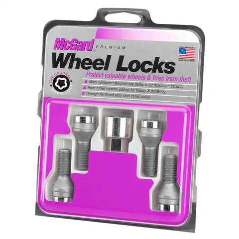 McGard Wheel Lock Bolt Set - 4pk. (Cone Seat) M14X1.5 / 17mm Hex 29.0mm Shank Length Chrome
