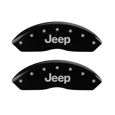 MGP Front set 2 Caliper Covers Engraved Front JEEP Black finish silver ch