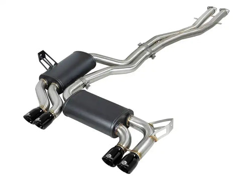 aFe 49-36344-B MACH ForceXP 2.5 IN 304 Stainless Steel Cat-Back Exhaust System w/ Black Tips 01-06 BMW M3 (E46)