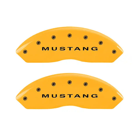 MGP 4 Caliper Covers Engraved Front Mustang - Engraved Rear S197/GT - Yel Finish Blk Characters