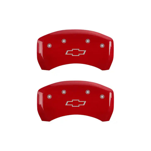 MGP 4 Caliper Covers Engraved Front & Rear Bowtie Red finish silver ch