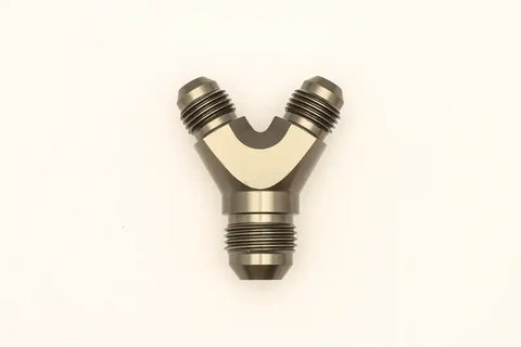DeatschWerks 6AN Male Flare + 6AN Male Flare to 8AN Male Flare Y Block Fitting