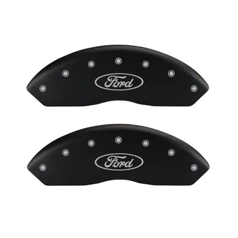 MGP 4 Caliper Covers Engraved Front Shelby Engraved Rear Tiffany Snake Black finish silver ch
