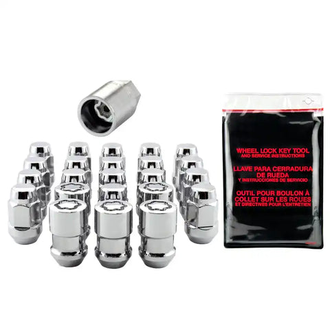 McGard Jeep Wrangler Install Kit (Cone / Bulge) 1/2-20 3/4 Hex (18 Lug Nuts 5 Locks) - Chrome