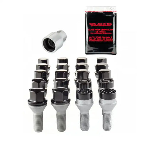 McGard 5 Lug Hex Install Kit w/Locks (Cone Seat Bolt) M12X1.5 / 17mm 25.5mm Shank L. - Black