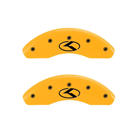 MGP 4 Caliper Covers Engraved Front & Rear Circle K/Kia Yellow Finish Black Char 2017 Kia Niro