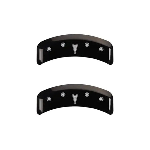 MGP 4 Caliper Covers Engraved Front Pontiac Engraved Rear Arrow Black finish silver ch