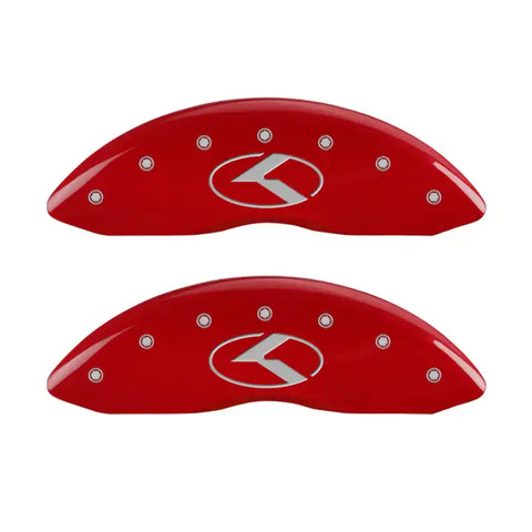 MGP 4 Caliper Covers Engraved Front & Rear Circle K/Kia Red finish silver ch