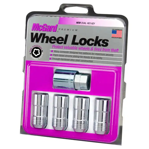 McGard Wheel Lock Nut Set - 4pk. (Cone Seat) M14X1.5 / 21mm & 22mm Dual Hex 1.965in. L Chrome