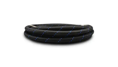 Vibrant -6 AN Two-Tone Black/Blue Nylon Braided Flex Hose (5 foot roll)