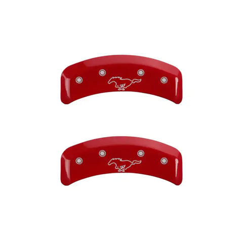 MGP 4 Caliper Covers Engraved Front Mustang Engraved Rear Pony Red finish silver ch